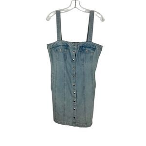 BDG Urban Outfitters Denim Dress Womens Size L Light‎ Blue Full Snap Front Mini